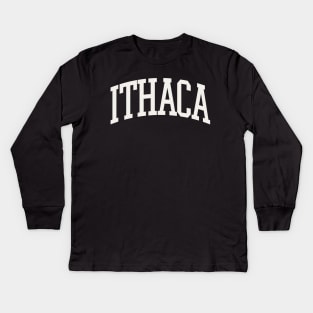 Ithaca New York Ithaca University Collegiate Type Kids Long Sleeve T-Shirt